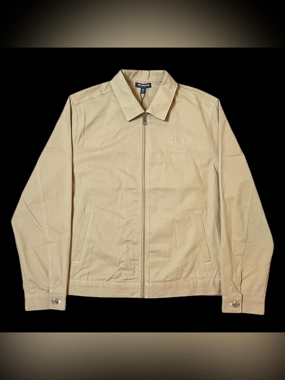 True Religion Twill Bomber Jacket Men’s Medium Beige NWT